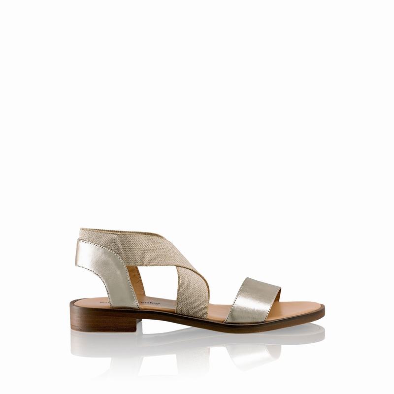 Russell & Bromley Tribeca Stretch Band Flat Sandals Womens Metallic [JWI4648AB]